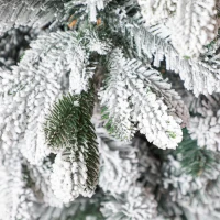 HOMCOM Sapin de Noël artificiel 180 cm Arbre de Noël avec support en métal 1489 branches enneigées, pommes de pin, vert(m-8)