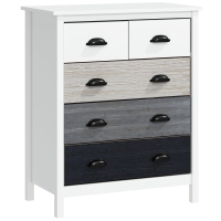 HOMCOM Sideboard, Commode, 5 Laden, gelakte afwerking, MDF & Grenenhout, 70 x 38 x 85 cm, Wit