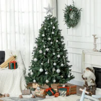 HOMCOM Albero di Natale Artificiale 180cm con 1061 Rami e Base in Metallo, Verde(m-7)