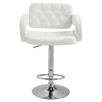 HOMCOM Tabouret de bar pivotant chaise de bar réglable en hauteur avec dossier repose-pieds et accoudoirs 61x50x93-113cm blanc(m-12)