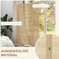 HOMCOM Driedelige, Opvouwbare Kamerscherm, 180 cm Vrijstaande Scheidingswand met Handgeweven Design voor Thuis, Natuur(m-6)