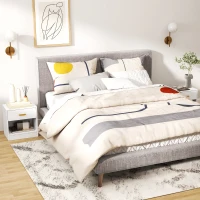 HOMCOM Set 2 Comodini Moderni in Legno con Cassetto e Ripiano Aperto, 39x28x41 cm, Bianco(m-2)