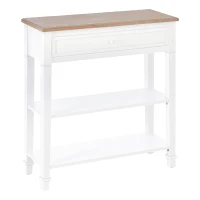 HOMCOM Mesa Consola Mesa Recibidor con 2 Estantes y Cajón para Entrada Pasillo Salón 75,6x27,5x80,5 cm Blanco(m-10)