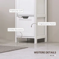 HOMCOM Badkamerkast met 3 Laden en 2 Open Schappen, Smalle Opbergkast voor Kleine Badkamer, Waterafstotend Materiaal, Wit(m-5)