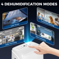 HOMCOM 30L/Day Dehumidifier with Auto-Clean Filter, Continuous Drainage, 4L Water Tank, 24H Timer, Digital Humidity Display, Dehumidifier for Home Damp, Bedroom, Condensation, Mould, Laundry Drying(m-5)