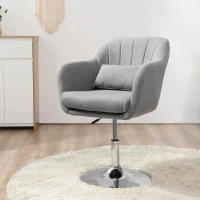 HOMCOM Sedia Girevole a 360° ad Altezza Regolabile, con Cuscino, Supporto Lombare e Bracciolo, 60x60x79-91 cm, Grigio(m-10)