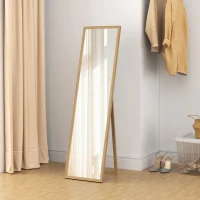 HOMCOM Miroir rectangulaire sur pied miroir de sol pour vestiaire salon salle de bain couloir 40 x 47 x 147 cm naturel(m-9)