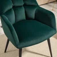 HOMCOM Poltrona da Salotto in Velluto e Imbottita con Gambe in Acciaio e Braccioli Estesi, Verde(m-7)