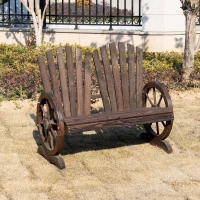 Outsunny 2-Sitzer Gartenbank Massivholz, Sitzbank mit Armlehne, Gartenmöbel 250kg belastbar, Rustikale Bank für Garten, Terrasse und andere Außenbereiche, 108 x 66 x 95 cm, Dunkelbraun(m-10)