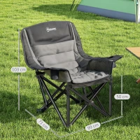 Outsunny Chaise de camping pliante et portable avec porte-gobelets, poches latérales et sac de transport, noir(m-3)