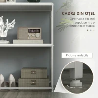 HOMCOM Masă Consolă pentru Hol cu Raft Deschis, din Oțel și PAL, 100x30x87 cm, Alb(m-5)
