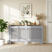 HOMCOM Slatted Radiator Cover, Painted Cabinet with Line Grill Design, 172L × 19W × 81H cm, Grey(m-8)