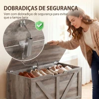 HOMCOM Baú de Arrumação 100 L com Dobradiça de Segurança e Recorte em U para Entrada e Sala 80x40x45 cm Cinzento(m-5)