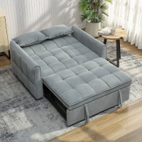 HOMCOM 2 Seater Sofa Bed, 3-in-1 Convertible Sleeper Sofa with Click-clack Adjustable Backrest and 2 Pillows, Grey(m-11)