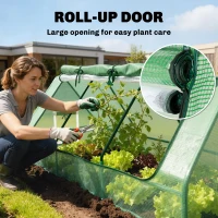 Outsunny Portable Small Polytunnel, Mini Greenhouse with Mesh Windows for Indoor and Outdoor, 240x90x90cm, Green(m-5)