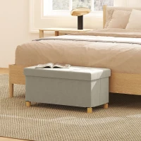 HOMCOM Panca Contenitore Pieghevole da 67L, Coperchio Imbottito e Rivestimento Vellutato, 76x38x38cm, Crema(m-10)