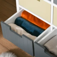 HOMCOM 6 Drawer Storage Tower, Dresser Chest with Wood Top, Organiser Unit for Closets Bedroom Nursery Room Hallway(m-9)