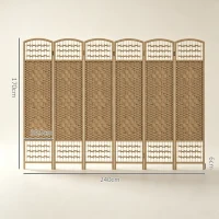 HOMCOM Biombo Separador de Ambientes de 6 Paneles Plegable de Cuerda de Papel 160x170cm Decoración para Dormitorio Natural(m-3)