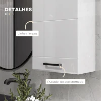 kleankin Móvel de Casa de Banho Suspenso com Prateleira Ajustável para Cozinha Lavandaria Quarto Branco Brilhante(m-6)