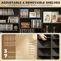 HOMCOM 1032 CD/594 DVD Storage Unit, Blu-ray Media Storage Shelf with 24 Compartments and 18 Adjustable Shelves, Black(m-5)