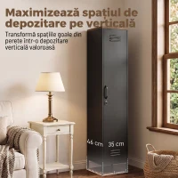 HOMCOM Dulap Metalic cu Rafturi Reglabile, pentru Dormitor, Garaj și Birou, Negru(m-5)