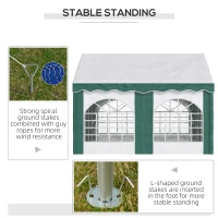 Outsunny 4 x 4m Garden Gazebo with Sides - Galvanised Marquee Party Tent Featuring Four Windows and Double Doors, Ideal for Parties, Weddings, and Events(m-16)