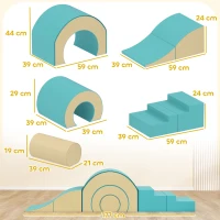 AIYAPLAY 5-teiliges Softbaustein-Set für Babys & Kleinkinder, Schaumstoff, Kunstleder, 5 kreative Formen, Indoor-Set zum Klettern, Krabbeln, Spielen, Grün(m-3)