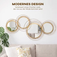 HOMCOM Spiegel-Set für Wanddekoration, Wandschmuck mit 4 runden Spiegeln, Wandspiegel, Flurspiegel,107 x 4 x 56 cm(m-4)