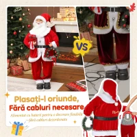 HOMCOM Moș Crăciun Animat Înalt de 120 cm Cântăreț și Dansator pe Baterii, Activare prin Sunet, Costum Roșu(m-7)