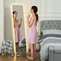 HOMCOM LED Ganzkörperspiegel, Touch-Steuerung, dimmbar, rahmenlos, 40 x 150 cm(m-10)