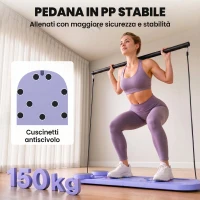SPORTNOW Tavola Pilates 4 in 1 Pieghevole, Set Reformer per Allenamento Casa, Blu Chiaro(m-7)