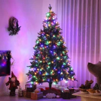 HOMCOM 7ft LED Pre-Lit Artificial Christmas Tree, with Base(m-10)