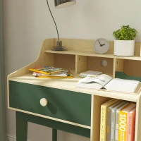 AIYAPLAY Kids Desk and Chair Set with Storage Shelves and Drawer, Green(m-9)