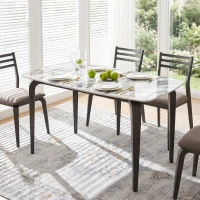 HOMCOM Dining Table for 4, Modern Kitchen Table with Sintered Stone Tabletop, Metal Legs, White(m-10)