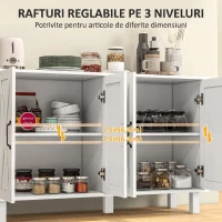 HOMCOM Mobilă Multifuncțională din MDF cu 4 Niveluri, 2 Rafturi Reglabile și 5 Picioare de Susținere, 120x37x75 cm, Albă(m-5)