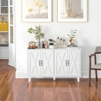 HOMCOM Mobilă Multifuncțională din MDF cu 4 Niveluri, 2 Rafturi Reglabile și 5 Picioare de Susținere, 120x37x75 cm, Albă(m-9)