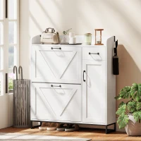HOMCOM Sapateira Estreito com 2 Compartimentos Rebatíveis Prateleiras Ajustáveis para 12 Pares para Espaços Pequenos 106,7x26x116cm Branco(m-10)