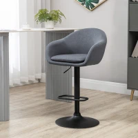HOMCOM Banco Alto de Cozinha com Altura Ajustável Banco de Bar Estofado com Apoio para o Pés 54x54x92-112 cm Cinza Escuro(m-10)