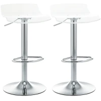 HOMCOM Set 2 Scaune de Bar cu Înălțime Reglabilă, Șezut Rotativ și Suport pentru Picioare, Metal și Acril, Transparent(m-11)