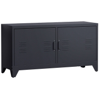 HOMCOM Meuble TV Industriel 2 Placards Noir