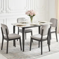 HOMCOM Dining Table for 4, Modern Kitchen Table with Sintered Stone Tabletop, Metal Legs, White(m-7)