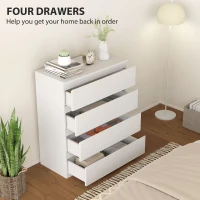 HOMCOM Chest of Four Drawers - White(m-5)