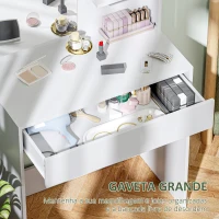 HOMCOM Toucador de Maquilhagem com Espelho Mesa de Maquilhagem com Gaveta e Prateleiras Abertas  75x40x137 cm Branco(m-7)