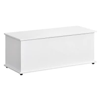HOMCOM Baú de Armazenamento, Banco de Armazenamento com Dobradiça de Segurança, Estilo Moderno, para Entrada, Quarto, Sala de Estar, 100x40x40 cm, Branco(m-10)