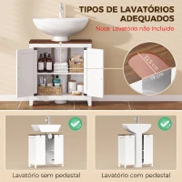 HOMCOM Móvel de Lavatório Estilo Rústico com Prateleira Ajustável e 2 Portas Tipo Celeiro, Branco(m-4)