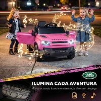 AIYAPLAY Coche Eléctrico SUV para Niños Land Rover Defender 12 V Mando a Distancia Suspensión Arranque Suave 2,7-4,5 km/h Rosa(m-9)