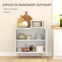 HOMCOM Buffet Cuisine, Meuble de Rangement avec 2 Portes, Étagère Réglable, Pieds Métalliques Surélevés, 80 x 40 x 80 cm, Blanc(m-4)