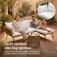 Outsunny Loungeset l-vormige rattan bank set tuin rattan bank tuin zwembad Koffie en Crème(m-5)