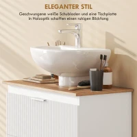HOMCOM Unterschrank für das Badezimmer, 80 cm Schrank mit zwei großen Schubladen für Waschbecken mit oder ohne Sockel, Weiß(m-4)
