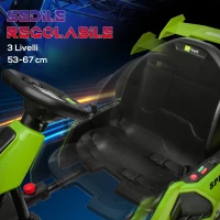 HOMCOM Go Kart Elettrico per Bambini 6-12 Anni 24V 12km/h con Seggiolino Regolabile, Verde(m-6)